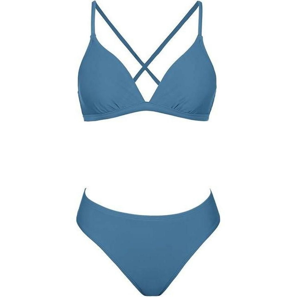 Cupshe Women's Blue Criss Cross Triangle Bikini Set